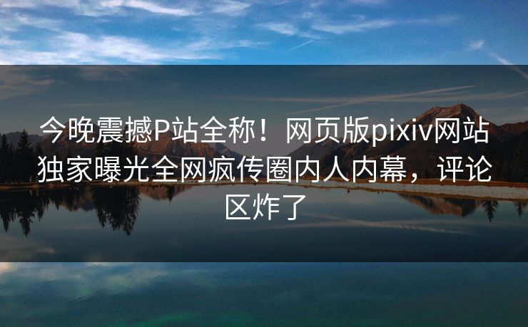 今晚震撼P站全称！网页版pixiv网站独家曝光全网疯传圈内人内幕，评论区炸了