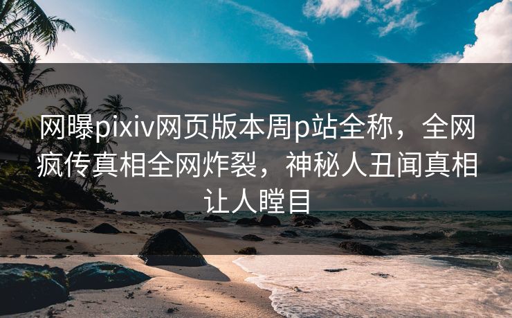 网曝pixiv网页版本周p站全称，全网疯传真相全网炸裂，神秘人丑闻真相让人瞠目