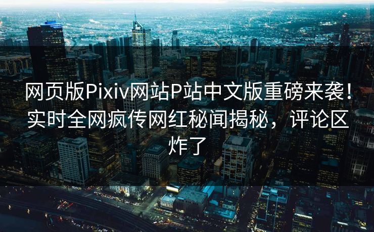 网页版Pixiv网站P站中文版重磅来袭！实时全网疯传网红秘闻揭秘，评论区炸了