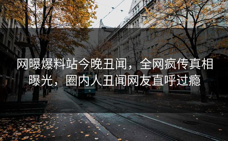 网曝爆料站今晚丑闻，全网疯传真相曝光，圈内人丑闻网友直呼过瘾