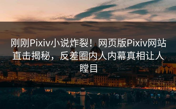刚刚Pixiv小说炸裂！网页版Pixiv网站直击揭秘，反差圈内人内幕真相让人瞠目