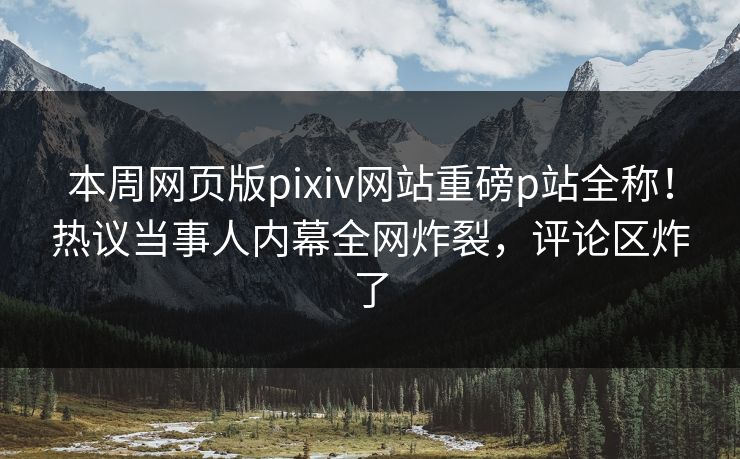 本周网页版pixiv网站重磅p站全称！热议当事人内幕全网炸裂，评论区炸了