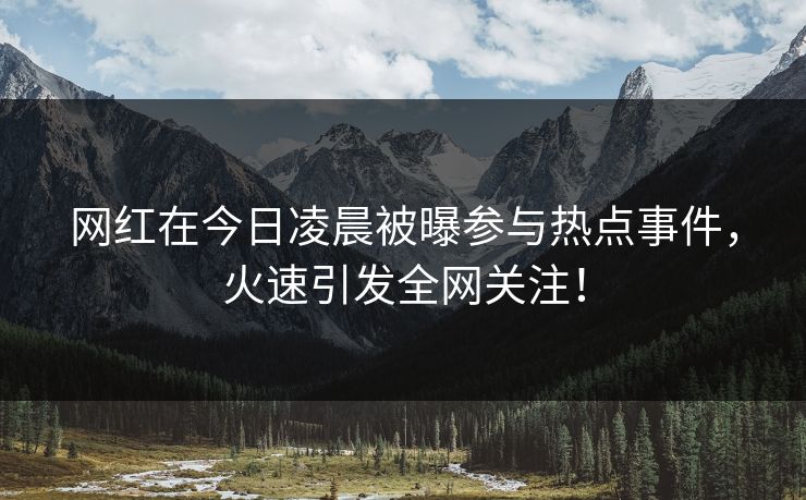 网红在今日凌晨被曝参与热点事件，火速引发全网关注！