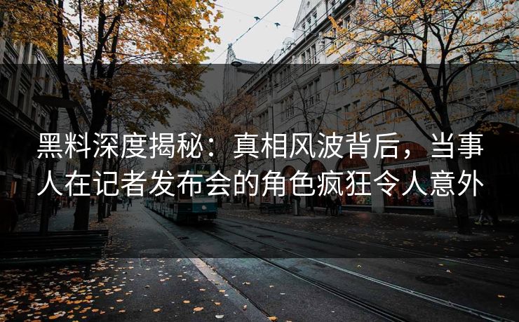 黑料深度揭秘:真相风波背后,当事人在记者发布会的角色疯狂令人意外 黑料深度揭秘:真相风波背后,当事人在记者发布会的角色疯狂令人意外