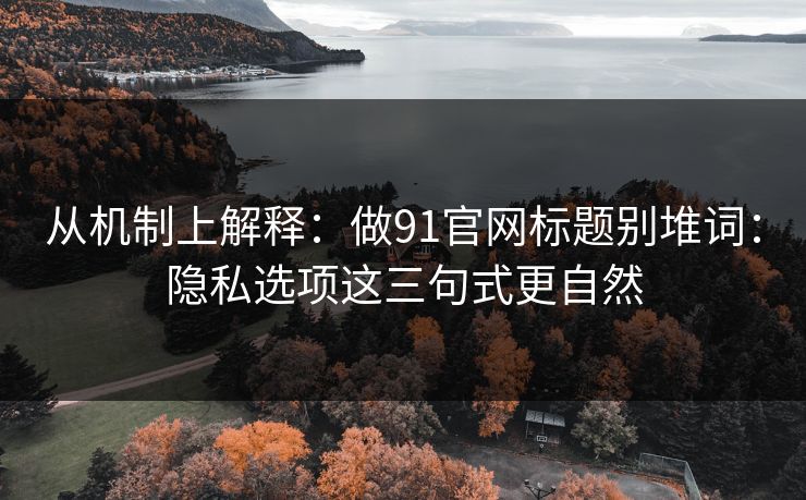 从机制上解释:做91官网标题别堆词:隐私选项这三句式更自然 从机制上解释:做91官网标题别堆词:隐私选项这三句式更自然