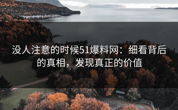没人注意的时候51爆料网:细看背后的真相,发现真正的价值 没人注意的时候51爆料网:细看背后的真相,发现真正的价值